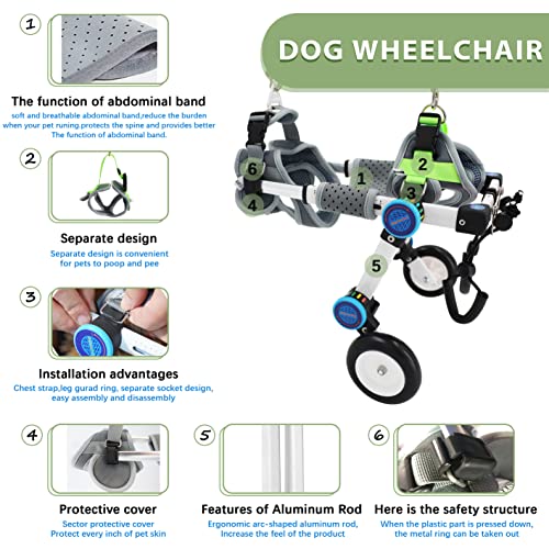 HobeyHove Adjustable Dog Cart/Wheelchair,Fordable Dog Wheelchair for Back Legs,Assist Small Pets with Paralyzed Hind Limbs to Recover Their Mobility 2 Colour 5-Size(XXXS White)