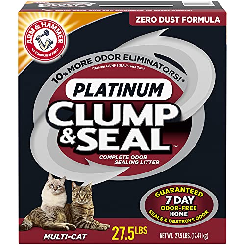 ARM & HAMMER Clump & Seal Platinum Clumping Cat Litter, Multi-Cat, 27.5lb