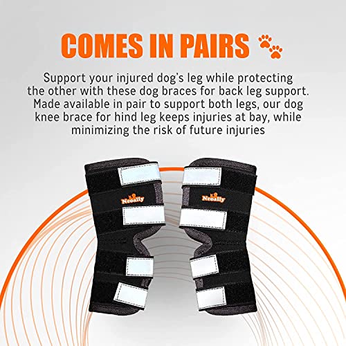 NeoAlly Pair Dog Rear Leg Brace Canine Rear Hock Joint Support with Safety Reflective Straps for Joint Injury and Sprain Protection, Wound Healing and Loss of Stability from Arthritis (XS Pair)