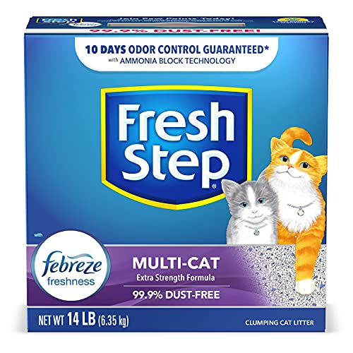 Fresh Step Multi-Cat Extra Strength Scented Litter with the Power of Febreze, Clumping Cat Litter,Gray, 14 Pounds (Package May Vary)