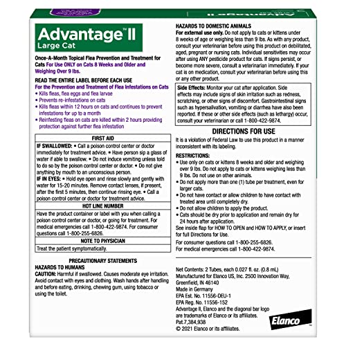 Advantage II 2-Dose Flea Prevention and Treatment for Large Cats, Over 9 Pounds